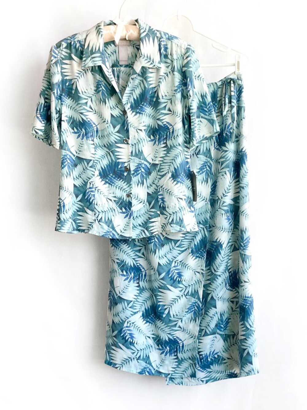 Silk 2pc Set sz 4 P Leaf Print Blouse & Maxi Skirt NWT Liz Claiborne